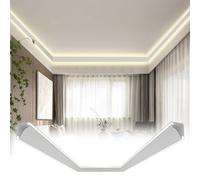 Copertura LED in alluminio per soffitti, doppio canale luminoso laterale, modanatura a cornice detive da 5,5 m, illuminazione indiretta a parete e soffitto, moderna striscia LED (5,5 m)