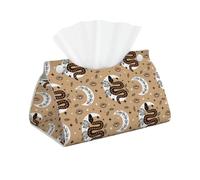 Copertura lunga in pelle per fazzoletti - Boemia Cartoon Snake Moon Eyes porta fazzoletti decorativo, rettangolare porta fazzoletti, porta fazzoletti decorativo per casa, bagno, ufficio, tavolino da