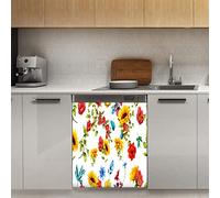 Copertura magnetica estiva per lavastoviglie, motivo girasole, colore rosso primaverile con decorazione magnetica per frigorifero, cucina, porta, adesivo magnetico, 58,4 x 66 cm