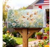 Copertura magnetica per cassetta delle lettere a farfalla, copertura per cassetta postale con crisantemo verde primaverile verde per le vacanze, decorazione per giardino e patio, 53 x 64 cm