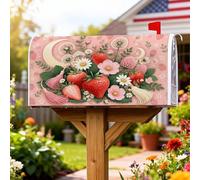 Copertura magnetica per cassetta delle lettere a forma di fragola, copertura per cassetta delle lettere primaverile floreale crisantemo luna primavera pesca copertura per la decorazione del prato 53 x