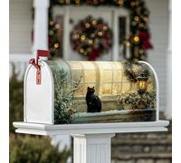 Copertura magnetica per cassetta delle lettere a forma di gatto, accogliente lanterna invernale con neve, copertura per cassetta delle lettere gialla calda, per decorazione da giardino e cortile, 53 x