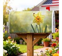 Copertura magnetica per cassetta delle lettere a forma di narciso, motivo coccinella primaverile ispirata alla natura, foglie verdi e foglie gialle, per decorare la casa e il giardino, 53 x 64 cm