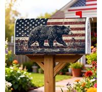 Copertura magnetica per cassetta delle lettere a forma di orso, stile rustico, vintage, con bandiera americana, copertura rossa per cassetta delle lettere, decorazione per porta d'ingresso, 53 x 65,5