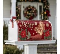 Copertura magnetica per cassetta delle lettere a forma di sirena, decorazione natalizia rossa per la casa e il giardino, 53 x 64 cm