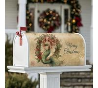 Copertura magnetica per cassetta delle lettere a forma di sirena, fantasiosa ghirlanda di agrifoglio vintage, protezione per cassetta postale per giardino, cortile, decorazione da 45,7 x 53,3 cm