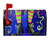 Copertura magnetica per cassetta delle lettere a forma di stivali da strega, fantasiosi calzini a righe per Halloween, copertura nera per cassetta delle lettere per decorazione del cortile anteriore