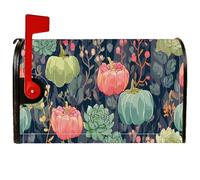 Copertura magnetica per cassetta delle lettere a forma di zucca, copertura per cassetta delle lettere autunnale rustica con bacche grasse verdi autunnali, per esterni, giardino, cortile, 53 x 64 cm