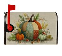 Copertura magnetica per cassetta delle lettere a forma di zucca, copertura per cassetta delle lettere autunnale con foglie rustiche e bacche arancioni, per decorare il cortile anteriore, 45 x 53 cm