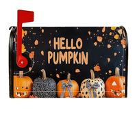 Copertura magnetica per cassetta delle lettere a forma di zucca, per Halloween, con foglie e stelle, colore nero, decorazione per esterni, giardino, cortile, 53 x 64 cm