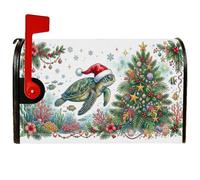 Copertura magnetica per cassetta delle lettere a tema natalizio con | Cappello da Babbo Natale, copertura per cassetta delle lettere, albero sempreverde decorato, conchiglie