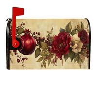 Copertura magnetica per cassetta delle lettere color melograno, copertura per cassetta delle lettere rustica vintage con rose e bacche autunnali, per decorazione da giardino e cortile, 53 x 64 cm