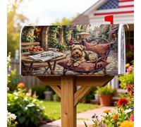 Copertura magnetica per cassetta delle lettere con cane, stile rustico e affascinante, nessuna copertura marrone per cassetta delle lettere per decorare la casa e il giardino, 53 x 64 cm