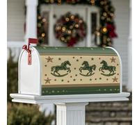 Copertura magnetica per cassetta delle lettere con cavallo a dondolo, decorazione per cassetta delle lettere in stile rustico con stelle e strisce, verde inverno, per decorazione portico anteriore