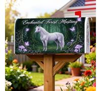 Copertura magnetica per cassetta delle lettere con cavallo magico, fantasiose farfalle e funghi, copertura decorativa per cassetta delle lettere per la casa e il giardino, 53 x 64 cm