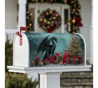 Copertura magnetica per cassetta delle lettere con drago, idea regalo natalizia con albero di Natale, colore verde, decorazione per porta d'ingresso, 53 x 64 cm