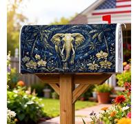 Copertura magnetica per cassetta delle lettere con elefante, palme artistiche tropicali, orchidee N/a blu navy, per decorazione della porta d'ingresso, 45,7 x 53,7 cm