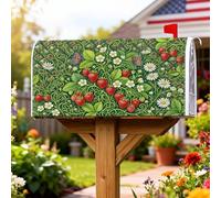 Copertura magnetica per cassetta delle lettere con fragole, crisantemo rustica primaverile e farfalla verde primavera pelle per decorazione cortile 45,7 x 53,7 cm