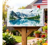 Copertura magnetica per cassetta delle lettere con montagne, copertura per cassetta delle lettere blu naturale rustica con aquila del lago, per decorazioni per casa e giardino, 53 x 64 cm