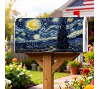 Copertura magnetica per cassetta delle lettere con skyline stellato, decorazione artistica impressionista con cipressi e villaggio estivo, colore blu, per decorazione della porta d'ingresso, 45,7 x