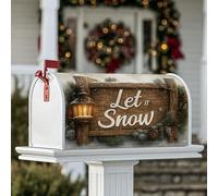 Copertura magnetica per cassetta delle lettere, copertura invernale rustica per cassetta delle lettere in legno di pino e neve, colore marrone, per decorare la casa e il giardino, 53 x 64 cm