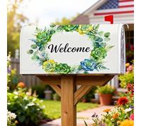 Copertura magnetica per cassetta delle lettere grasse, rustica naturale, felce, verde primavera, decorazione per la casa e il giardino, 45,7 x 53,7 cm