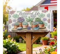 Copertura magnetica per cassetta delle lettere, motivo botanico rustico, copertura per cassetta postale verde primaverile, per decorare il cortile, 53 x 64 cm