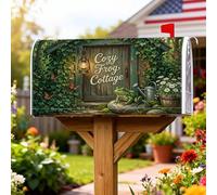Copertura magnetica per cassetta delle lettere per anfibi, rustica fantasiosa lanterna farfalla verde primavera copertura per cassetta delle lettere decorazione giardino cortile 53 x 64 cm