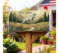 Copertura magnetica per cassetta postale a capra, copertura per cassetta postale rustica ispirata alla natura, montagne, sole, estate, verde, decorazione per esterni, 45,7 x 53,3 cm