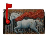 Copertura magnetica per cassetta postale a cavallo, fantasiosa sciarpa rustica con foglie autunnali rosse copertura per cassetta postale per esterni decorazione da cortile 53 x 64 cm