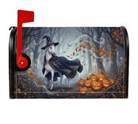 Copertura magnetica per cassetta postale a cavallo, fantasiosa zucca rustica foglie di Halloween arancione copertura decorativa per cassetta postale per giardino cortile decorazione 45,7 x 53,3 cm