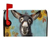 Copertura magnetica per cassetta postale a forma di asino, fantasiosa copertura per cassetta postale rustica con girasole blu estate gialla copertura per la decorazione da giardino per esterni, 53 x