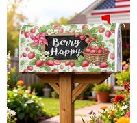Copertura magnetica per cassetta postale a forma di fragola, copertura estiva rustica per cesto postale con fiori rossi estivi per decorazioni per casa e giardino, 53 x 64 cm
