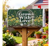 Copertura magnetica per cassetta postale a forma di girasole, lanterna rustica da giardino verde primaverile, protezione per la decorazione esterna del cortile, 53 x 64 cm