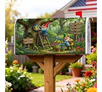 Copertura magnetica per cassetta postale a forma di gnomo, copertura per cassetta della posta da giardino con fiori fantasiosi e fiori primaverili, decorazione per giardino e patio, 45,7 x 53,3 cm