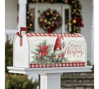 Copertura magnetica per cassetta postale a forma di gnomo, decorazione natalizia rustica con stella di Natale rossa per la decorazione del prato, 53 x 64 cm