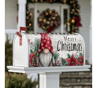 Copertura magnetica per cassetta postale a forma di gnomo, decorazione natalizia rustica con stella di Natale rossa per la porta d'ingresso, 53 x 64 cm