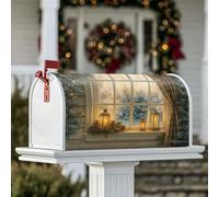 Copertura magnetica per cassetta postale a forma di lanterna, decorazione invernale per cassette postali gialle calde per esterni, giardino, cortile, 45,7 x 53,7 cm