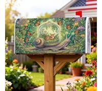 Copertura magnetica per cassetta postale a forma di lumaca, a tema natura, fantasiosi cervi e farfalle, verde primavera, decorazione per cassetta postale per giardino, patio, 45,7 x 53,3 cm