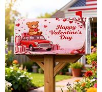 Copertura magnetica per cassetta postale a forma di orso, decorazione per porta d'ingresso, 45,7 x 53,7 cm, motivo: cuori rossi per San Valentino