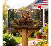 Copertura magnetica per cassetta postale a forma di orso, decorazione rustica ispirata alla natura, con farfalla, scoiattolo, marrone, decorazione per giardino, cortile, 45,7 x 53,3 cm