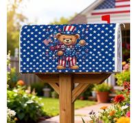 Copertura magnetica per cassetta postale a forma di orso, decorazioni per cassette postali blu per il giorno dell'indipendenza, decorazioni per esterni e giardino, 45 x 53 cm