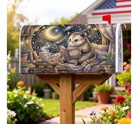 Copertura magnetica per cassetta postale a forma di orso, fantasiosa tazza con luna accogliente, nessuna copertura decorativa blu per cassetta delle lettere per decorazione del prato, 45,7 x 53,3 cm