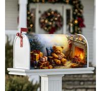 Copertura magnetica per cassetta postale a forma di orso, per regali di Natale, camino, colore marrone caldo, copertura stagionale per la decorazione del portico, 45,7 x 53,7 cm