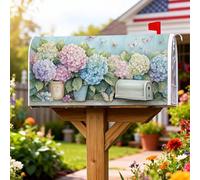 Copertura magnetica per cassetta postale a forma di ortensia, copertura per cassetta postale primaverile vintage con farfalla e fiori color pastello, per decorazione del cortile anteriore 53 x 64 cm