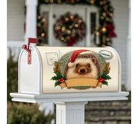 Copertura magnetica per cassetta postale a forma di riccio, cappello di Babbo Natale con agrifoglio, decorazione rossa per portico anteriore, 45,7 x 53,3 cm