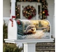 Copertura magnetica per cassetta postale a forma di riccio, copertura per cassetta postale bianca invernale con fiori di neve, decorazione per porta d'ingresso, 53 x 64 cm