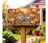 Copertura magnetica per cassetta postale a forma di riccio, copertura per cassetta postale rustica con zucche autunnali arancioni, per decorazione da giardino all'aperto, 45,7 x 53,7 cm