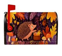 Copertura magnetica per cassetta postale a forma di riccio, fantasiosa copertura rustica per cassette postali con funghi autunnali arancioni per le vacanze, per esterni, decorazione da cortile, 45,7 x