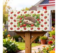 Copertura magnetica per cassetta postale a forma di riccio, fantasioso e giocoso fiore di fragola verde primaverile, protezione per la casa e il giardino, decorazioni 45,7 x 53,3 cm